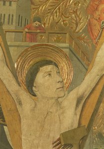 Umučení sv. Vincence, detail Vincence na kříži