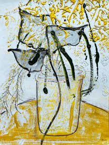 Fleur De Sel No. 08 Gold Black White Monotype, 2021 (olej na papíře) od Jay Batlle