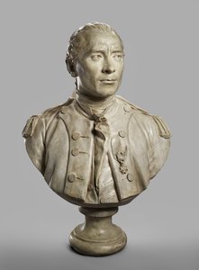 Portrétní busta Johna Paula Jonese, model 1780, litá 1787-89 (omítka s terakotovou barvou) od Jean Antoine Houdon