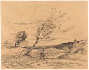 Poryv větru (Náraz větru) od Jean-Baptiste-Camille Corot