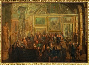 Pohled na Salon de Diane v Louvru;zasedání Akademie malířství ... od Jean-Baptiste (after) Martin