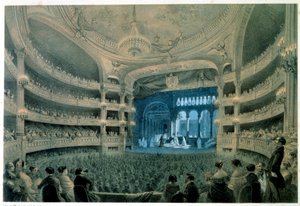 Pohled do divadelního sálu Opery Garnier (Academy of Music). Litografie Jean Baptiste Arnout (1788-1870). 19. století. Paříž, B.N. od Jean Baptiste Arnout