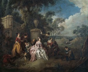Setkání v parku, Jean-Baptiste Pater (1695-1736), olej na plátně