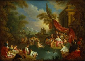 The Bathers (olej na mědirytecké desce) od Jean Baptiste Joseph Pater