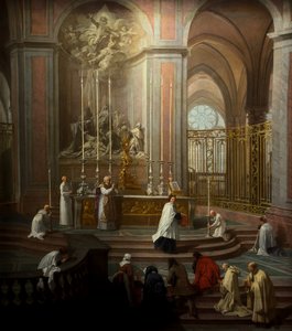 Mše kanovníka Antoina de La Porte kolem roku 1710 (olej na plátně)