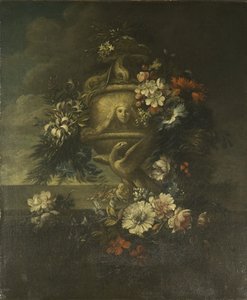 Květiny ve vyřezávané váze (olej na plátně) od Jean Baptiste Monnoyer