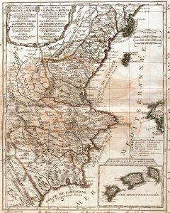 Mapa království Valencie a Murcie (Španělsko) (rytina od Jean Baptiste Nolin