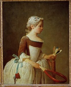 Dívka s raketoplánem (malba na plátně) od Jean-Baptiste Simeon Chardin