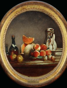 Meloun, hrušky, broskve a švestky -Atelier de Chardin, replika obrazu ze soukromé sbírky ...