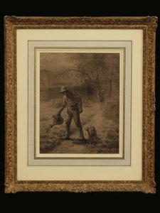 Bauer in seinem Garten, ca. 1860 von Jean Francois Millet