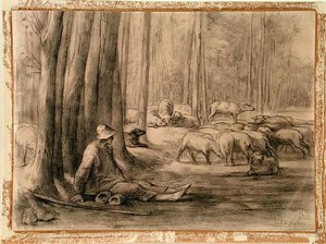 Die Trinkstelle im Wald von Jean Francois Millet