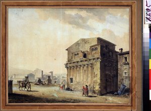 Řím, dům Piláta Pontského (10 př. n. l. – 39 n. l.) (Řím, dům Piláta Pontského). Obraz Jeana Francoise Thomase de Thomon (1754-1813). Akvarel a tuš na papíře, 36,7 x 46,6 cm