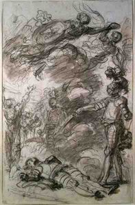 Orlando vrací Bireno do Olympie (křída a mytí na papíře) od Jean Honore Fragonard