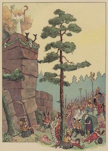 Druidové slaví festival na Maennelstein, Alsasko (barevné litho)