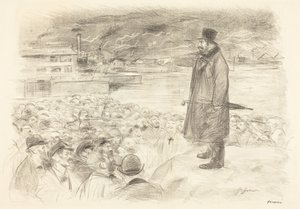 a) Scéna stávky (třetí tabule) (líc); b) Bez názvu (rub)