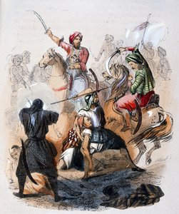 Ibrahim paša (1789-1848) na bitevním poli během tažení proti wahhábistům od Jean Adolphe Beauce