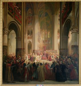 Setkání generálních stavů v Paříži v Notre-Dame po smrti Karla IV. (1295-1328) od Jean Alaux