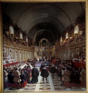 Všeobecné stavy Paříže 27. října 1614 Shromáždění se konalo v Louvru, předsedal mu král Ludvík XIII. se svou matkou Marií de Medicis. Obraz Jeana Alauxe (1786-1864), dit le Romain