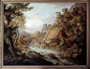 Krajina a řeka. Obraz Jean Antoine Constantin od Jean Antoine Constantin