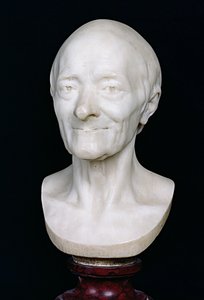 Busta Voltaira (1694-1778) bez paruky, 1778 (mramor)
