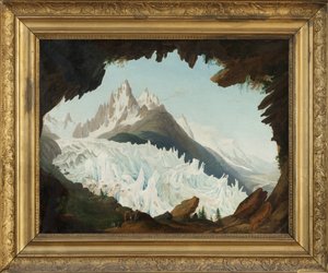 Pohled na Alpy z klenby s názvem Chapeau of the Woods Glacier (olej na plátně)