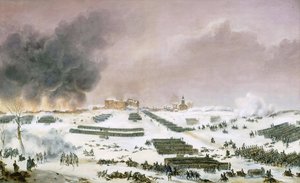 Tažení Pruska a Polska (1806-1807) - Simeon Jean Antoine Fort (1793-1861): Bitva u Eylau, útok na hřbitov 7. února 1807, Musee de la Histoire de France, Chateau de Versailles od Jean Antoine Simeon Fort