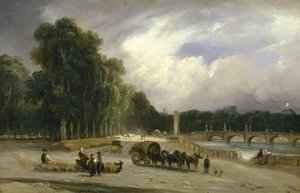 Pohled na Cours la Reine, kolem roku 1828 (olej na plátně) od Jean Antoine Theodore Gudin