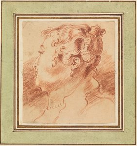 "" Etude de tete de femme "" (Studie ženské hlavy) Sanguine de Jean Antoine Watteau (1684-1721) vers 1725 Rozměr 13,3x12,1 cm Cooper-Hewitt National Design Museum od Jean Antoine Watteau