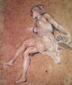 Alegorie flory léta. Krev a černá tužka od Jean Antoine Watteau od Jean Antoine Watteau