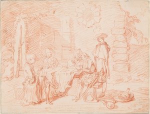 Vojáci hrající karty před zdí. 1709/10 od Jean Antoine Watteau