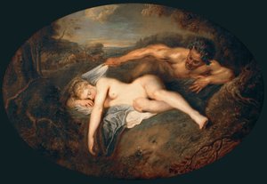 Nymfa a satyr Jupiter a Antiope od Jean Antoine Watteau