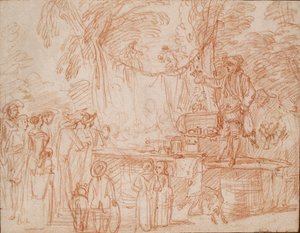 Quack Doctor prodává své zboží pod širým nebem, c1700-1720 od Jean Antoine Watteau