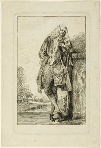 Stojící muž opřený o jeho loket od Jean Antoine Watteau