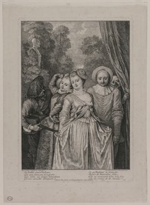 Šaty jsou italské od Jean Antoine Watteau