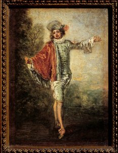 Lhostejní. Obraz Jean Antoine Watteau (1684-1721), kolem roku 1717. Olej na dřevě. Rozměr: 0,25 x 0,19 m. - Lhostejný muž. Obraz Jean Antoine Watteau (1684-1721), kolem 1717. Olej na dřevě. 0,25 x 0,19 m. Muzeum Louvre, Paříž