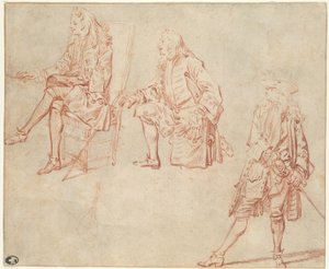 Tři studie gentlemana od Jean Antoine Watteau