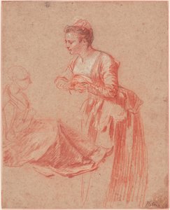 Dvě figurální studie mladé ženy, c. 1716 od Jean Antoine Watteau