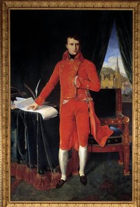 Celovečerní portrét Napoleona Bonaparta (1769-1821) jako prvního konzula Obraz Josepha Pela po Jean-Auguste-Dominique Ingres (Jean Auguste Dominique) (1780-1867) 1929 Sun. 1,2x2,2m. Malmaison, Hradní muzeum Pozor! Použití tohoto díla může být předmětem
