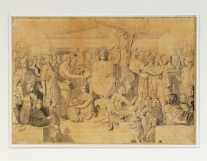 Homérova apoteóza (tužka, pero, hnědá tuš a hnědý wash) od Jean Auguste Dominique Ingres