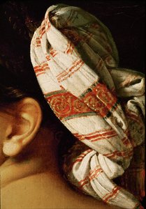 Ženský akt, pohled zezadu, detail turbanu (malba na plátně) od Jean Auguste Dominique Ingres