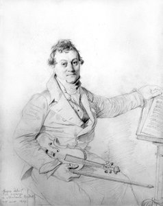Jean Auguste Dominique Ingres se svými houslemi. výkres od Jean Auguste Dominique Ingres