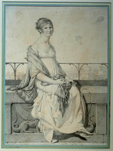 Portrét slečny Barbary Bansiové sedící v italské krajině. Kresba Jean Auguste Dominique Ingres (1780-1867) od Jean Auguste Dominique Ingres