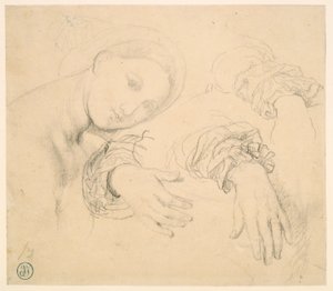 List studií s vedoucím Fornarina a rukou Madame de Senonnes od Jean Auguste Dominique Ingres