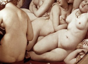 Turecké lázně, detail (1862, olej na dřevě) od Jean Auguste Dominique Ingres