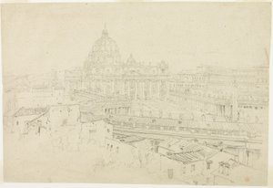 Pohled na chrám svatého Petra v Římě od Jean Auguste Dominique Ingres