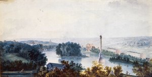 “ „Carskoje Selo. The Chesme Column"" od Jeana Balthazarda de la Traverse (18. století), Akvarel na papíře od Jean Balthazard de la Traverse