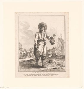 Prodejce limonád Le Marchand de Lemonade (název na objektu) Obchodníci a pouliční prodavači z Petrohradu a Moskvy (název série) Premiere Suite de Cris et Divers Marchands de Petersbourg et de Moscou (název série)