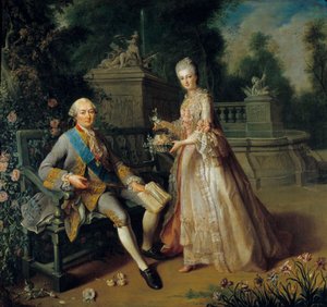 Louis Jean Marie de Bourbon, vévoda z Penthievre (1725-1793) a jeho dcera Louise Adelaide (1753-1821), která se stala vévodkyní z Orleansu a manželkou Ludvíka Filipa II. Orleánského dit Philippe Egalite (1747-1793) Obraz Jean Baptiste Charpentier (1728
