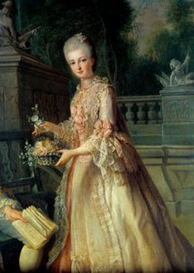Portrét Louise Adelaide, budoucí vévodkyně z Orleansu (1753-1821) Detail. Obraz Jean Baptiste Charpentier (1728-1806) 18. stol.