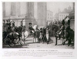 Vjezd Napoleona do Berlína v říjnu 1806, vyrytý Louis Jean Allais (1762-1833) (litho)